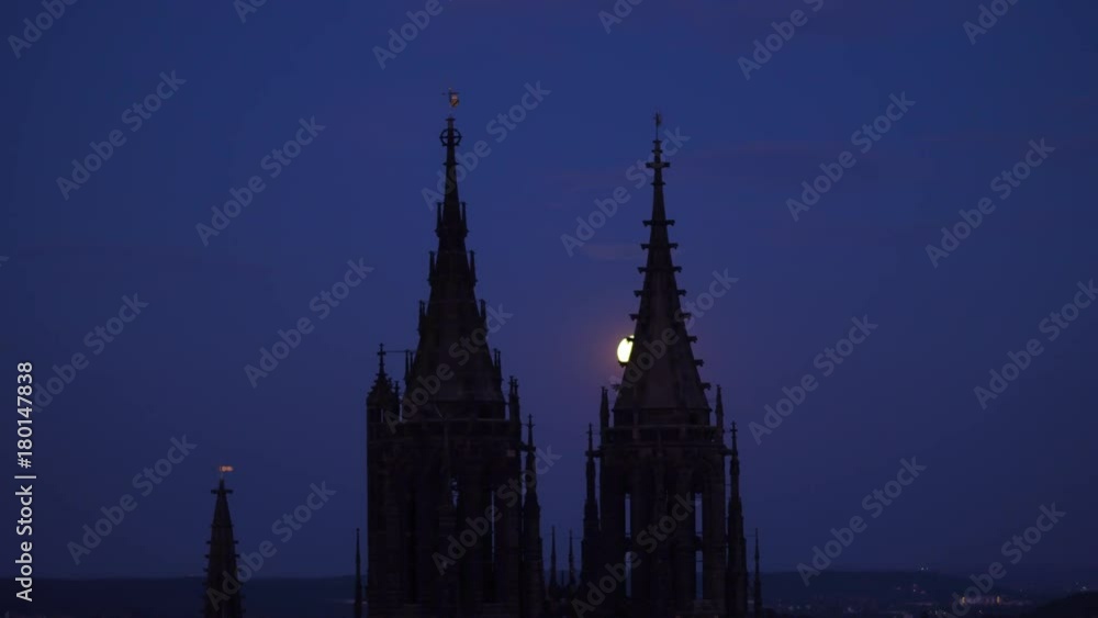 aerial drone moving from right to left silhouette Meissen Germany Saxony night 4k moonlight aerial drone moving from right to left silhouette Meissen Germany Saxony night 4k moonlight