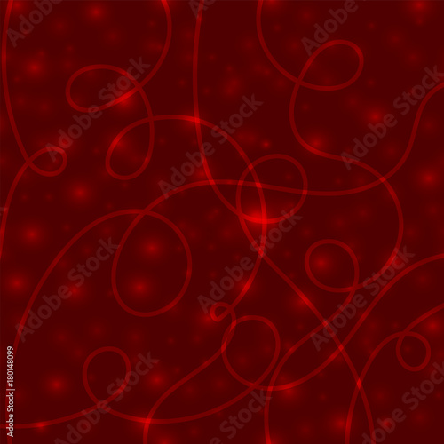 Red glowing background with paper streamer and soft bokeh.Vector elements can be used as backdrop to your design