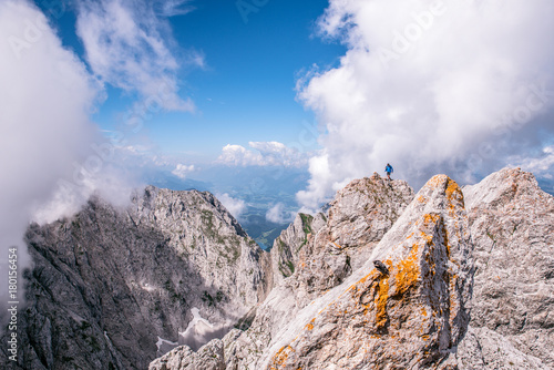 Photos Hiker at Ellmauer Halt, Wilder Kaiser mountains of Austria - close to Gruttenhue