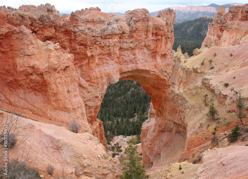 Natural Bridge arch of red sandstone located in Bryce Canyon, Utah