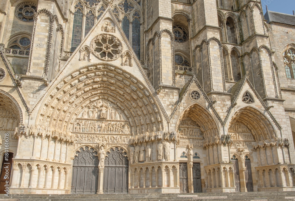 entrance of cathedral in Bourges, France