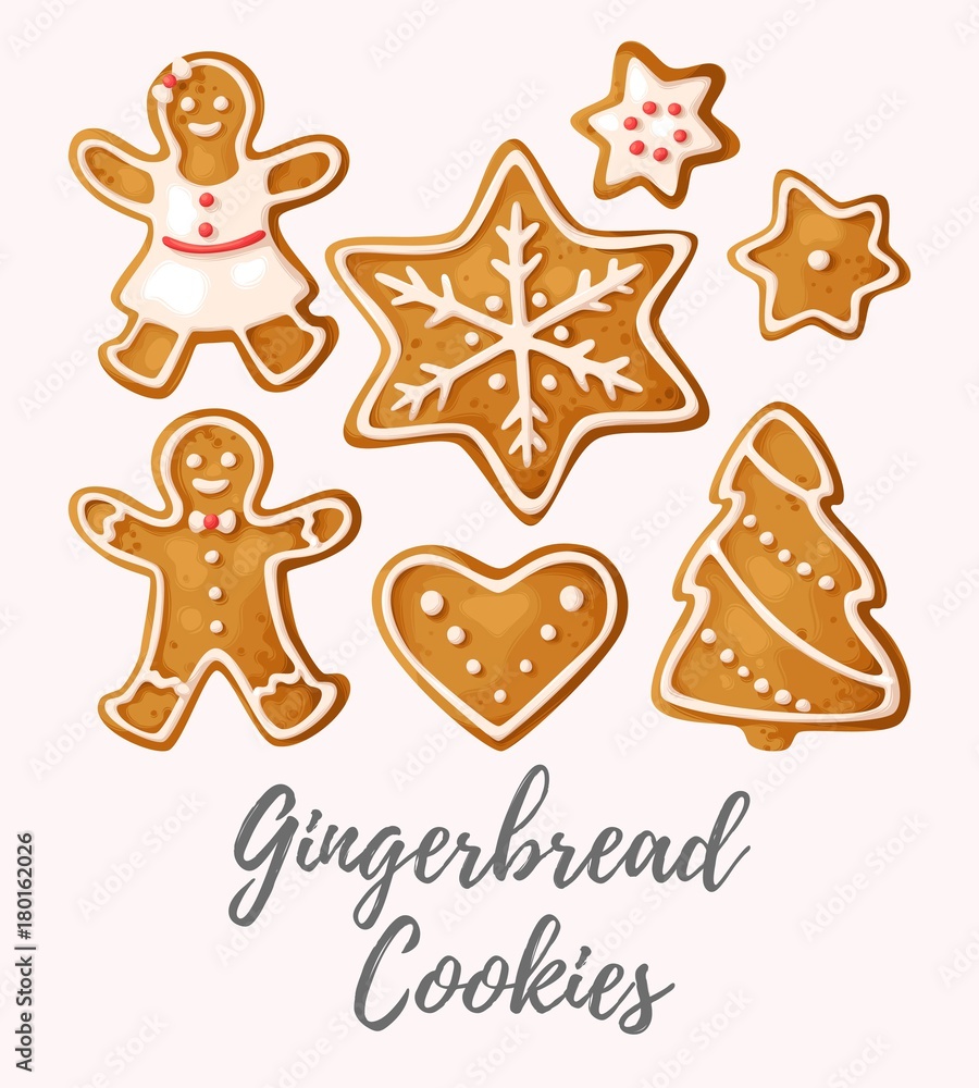Set of gingerbread cookies