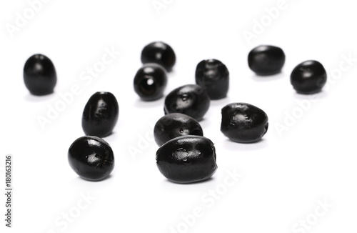 Black olives isolated on white background