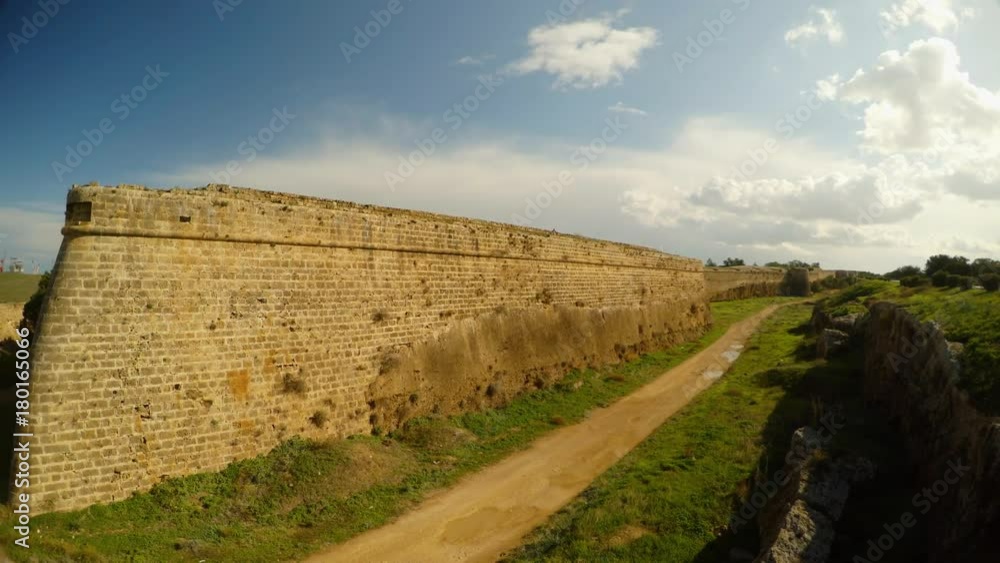 Famagusta City Walls, a deep moat surrounds the old fortress