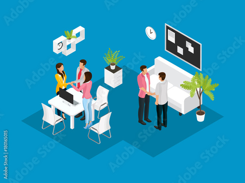 Isometric Business Partnership Concept