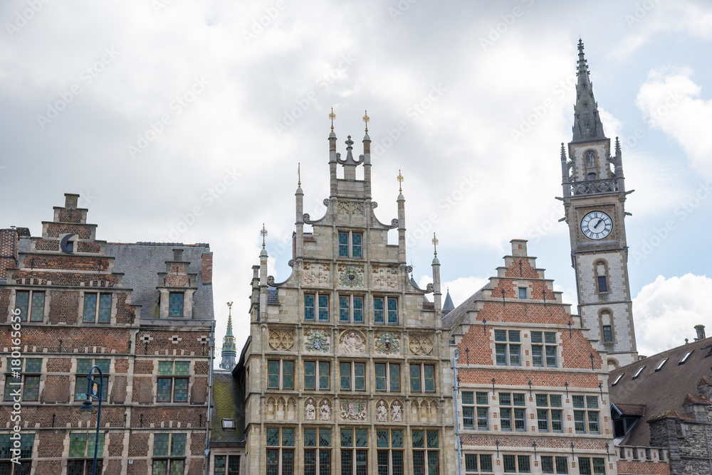 Ancient architecture of central part of Ghent city.