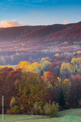 Sunrise in Bieszczady Carpathian Mountains in Poland at autumn © marcin jucha
