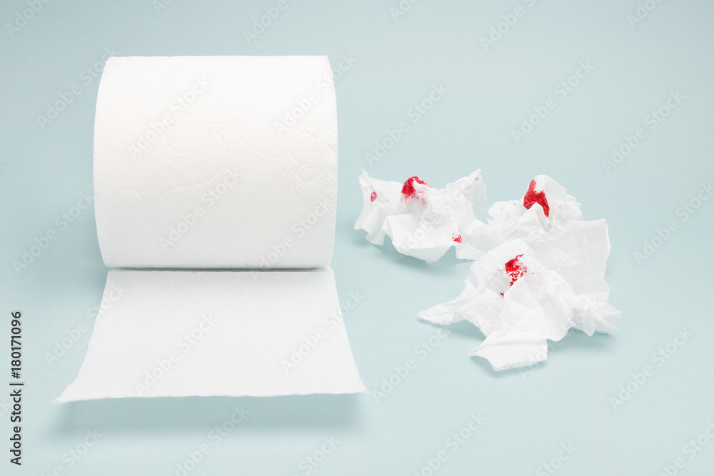 Fotografia do Stock A photo of three shits used bloody toilet paper
