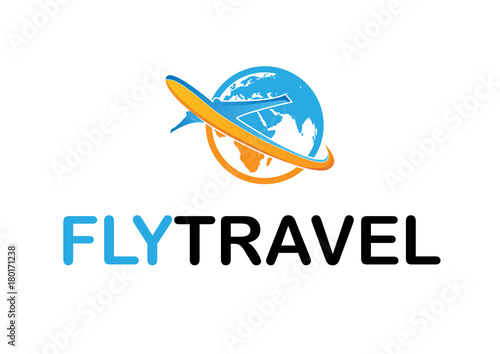 Travel World Logo Design Template Flat Style Vector Illustration