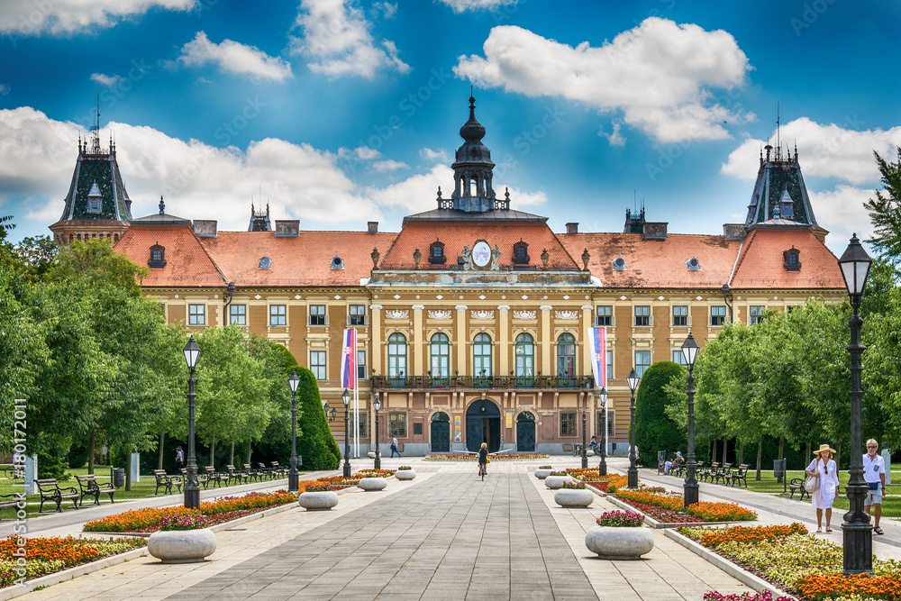 Sombor, Serbia July 12, 2017: The County Hall in Sombor, Serbia Sombor, Serbia July 12, 2017: The County Hall in Sombor, Serbia