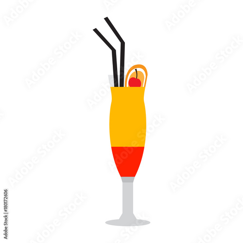 Cocktail isolated with a strawberry on white background, Vector illustration