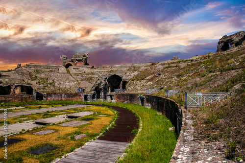 Konstfotografi Santa Maria Capua Vetere Amphitheater in Capua city at sunset, Italy