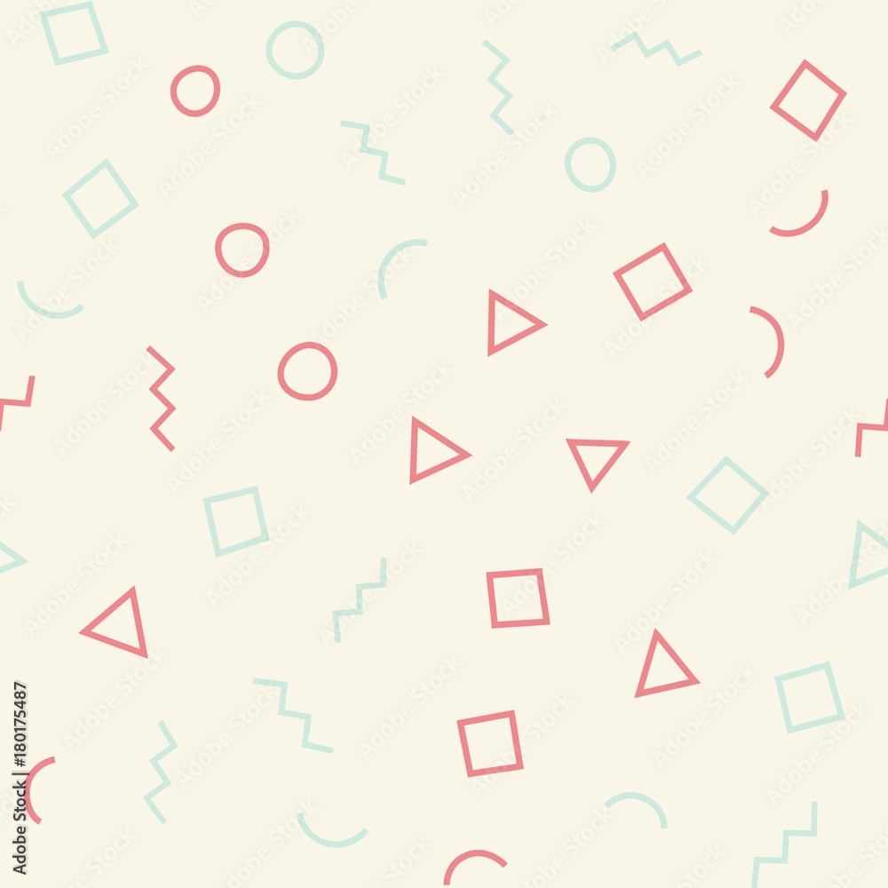 Memphis seamless geometric pattern. Trendy memphis style. Vector repeating texture. Memphis seamless geometric pattern. Trendy memphis style. Vector repeating texture.
