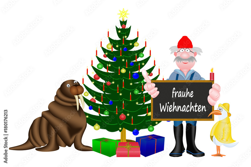 Fototapeta premium Weihnachten in Friesland, weißer Hintergrund