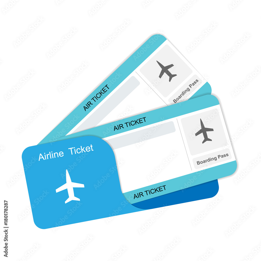 Modern airline travel boarding pass two tickets. - obrazy, fototapety, plakaty 