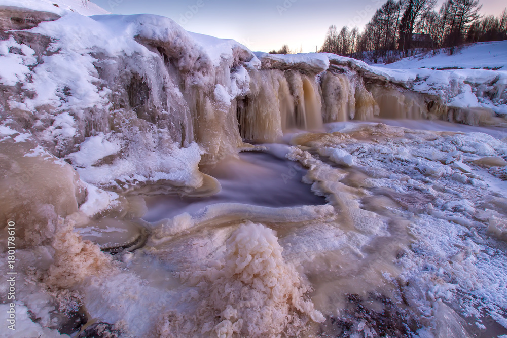 A frozen waterfall. Waterfall in winter. Winter. A frozen waterfall. Waterfall in winter. Winter.