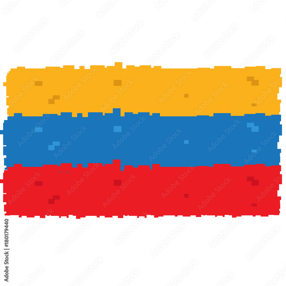 Obraz premium Pixelated flag of Colombia isolated on white background, Vector illustration