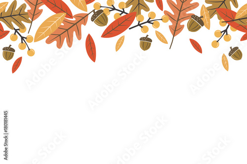 Mod Fall Leaves Repeating Horizontal Vector Illustration 1