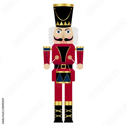 Vector illustration of a nutcracker with a drum 