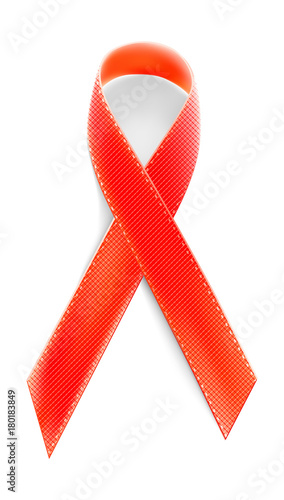 Vector realistic red riibon sign of aids and hiv awareness day and december month. Isolated design for poster card or banner