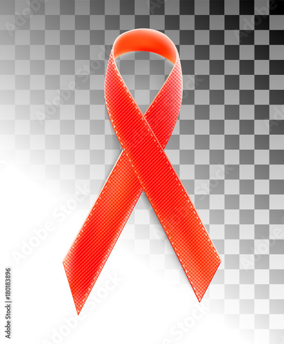 Vector realistic red riibon sign of aids and hiv awareness day and december month. design for poster card or banner