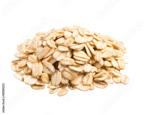 Oat Cereal. Pile of grains, isolated white background.