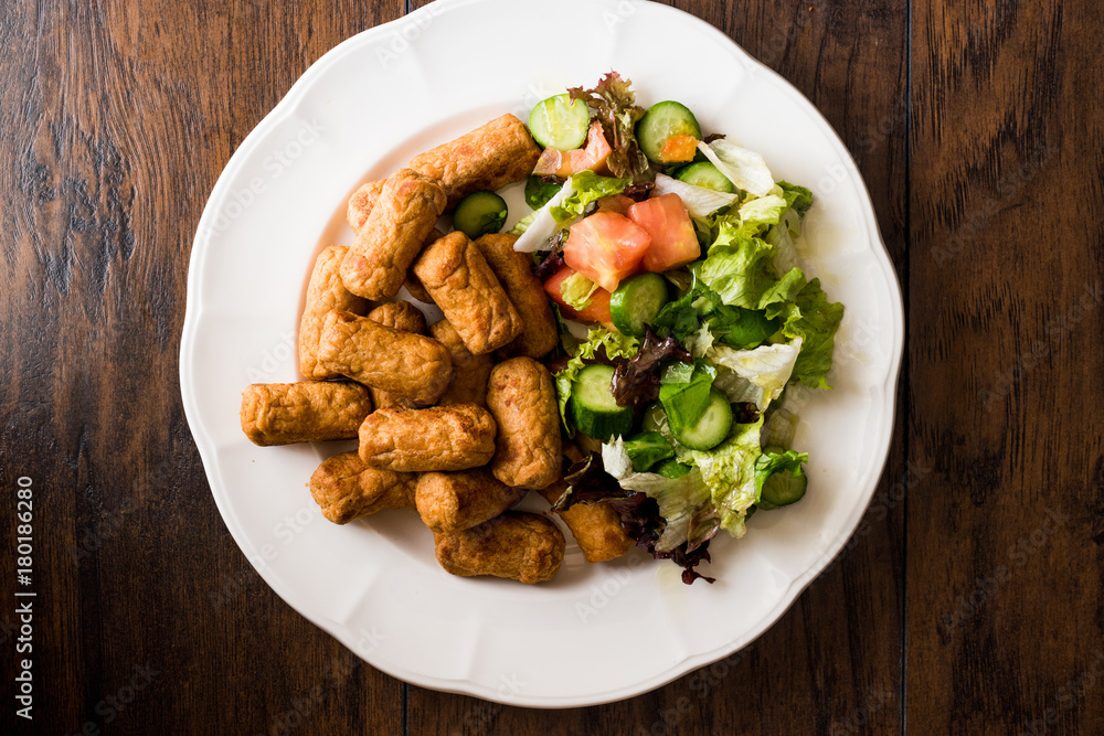 Fried Chicken Meatballs with Salad / Kofta or Kofte Fried Chicken Meatballs with Salad / Kofta or Kofte