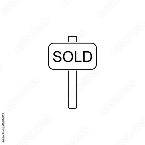 Sold vector icon, sold out symbol. Real estate element. Premium quality graphic design. Signs, outline symbols collection, simple thin line icon for websites, web design, mobile