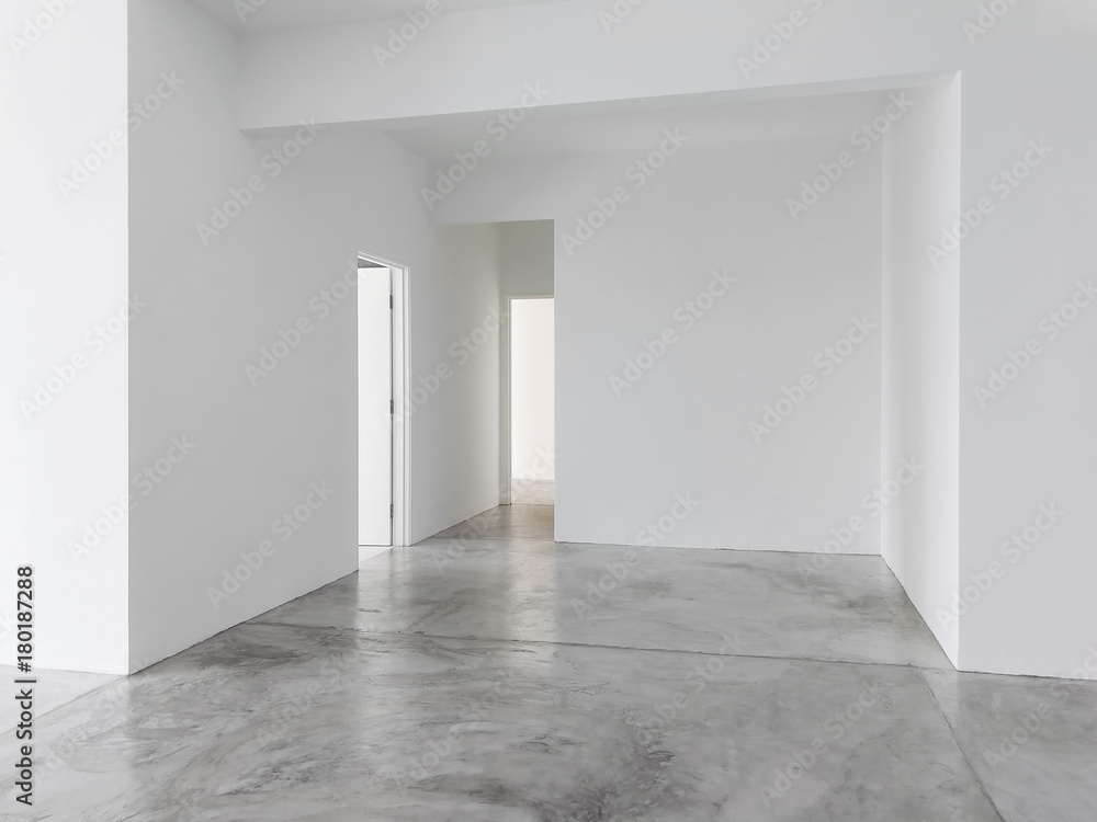 New apartment empty living room with cement floor . New apartment empty living room with cement floor .