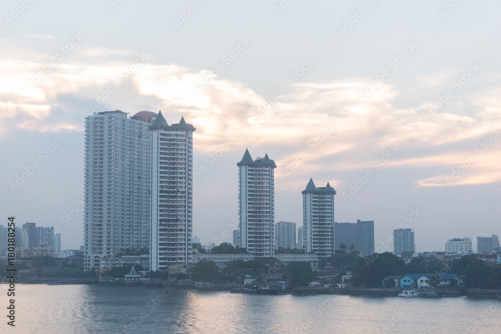 City scape side river on sunset City scape side river on sunset