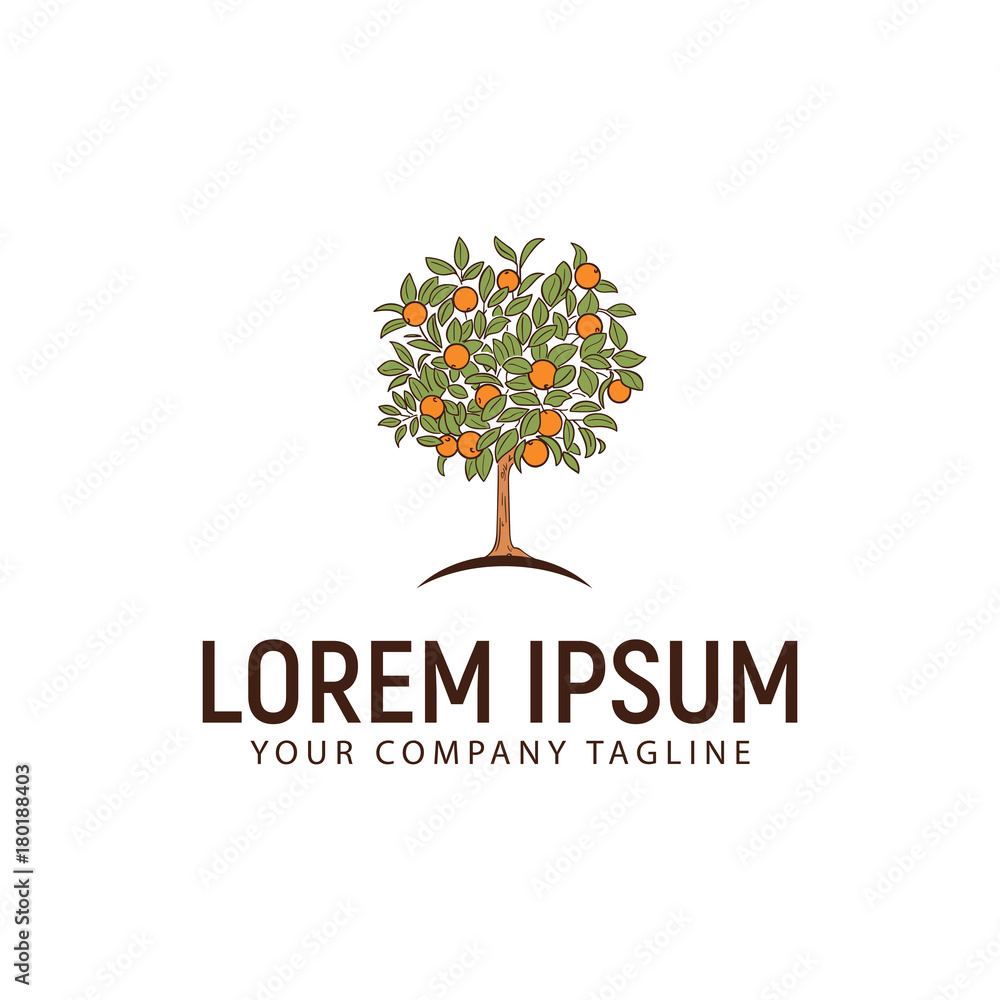 Obraz premium Orange tree logo design concept template