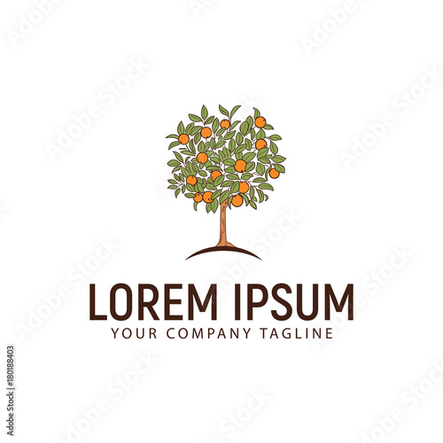Orange tree logo design concept template