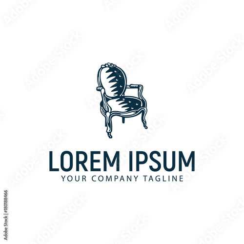 antique chair hand drawn logo design concept template