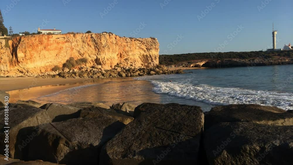 View to Praia do Molhe beach in Ferragudo Portimao Algarve. View to Praia do Molhe beach in Ferragudo Portimao Algarve.