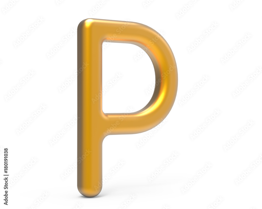 3D render metallic alphabet P 3D render metallic alphabet P