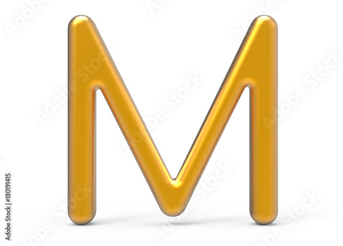 3D render metallic alphabet M