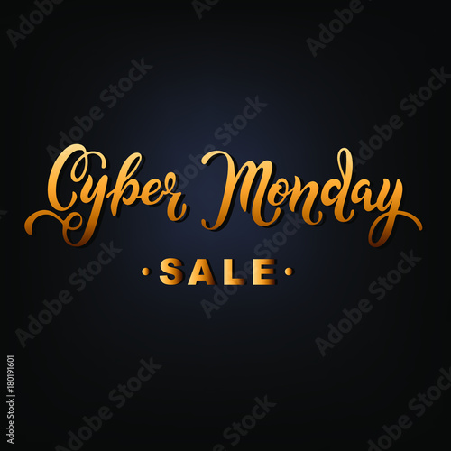 Cyber Monday sale. Hand drawn lettering for banner logo badge web poster. Cyber Monday lettering for Jewelry store. Discount time. Vector illustration for your business artwork isolated on background.