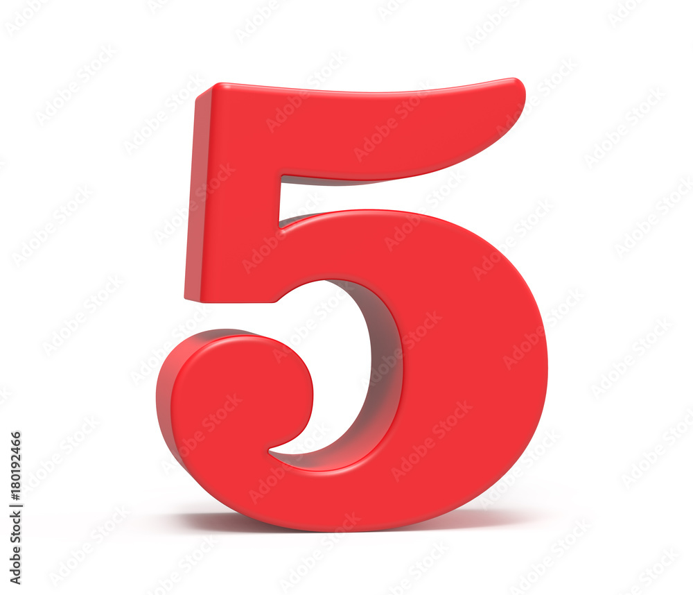 3D render red number 5 3D render red number 5