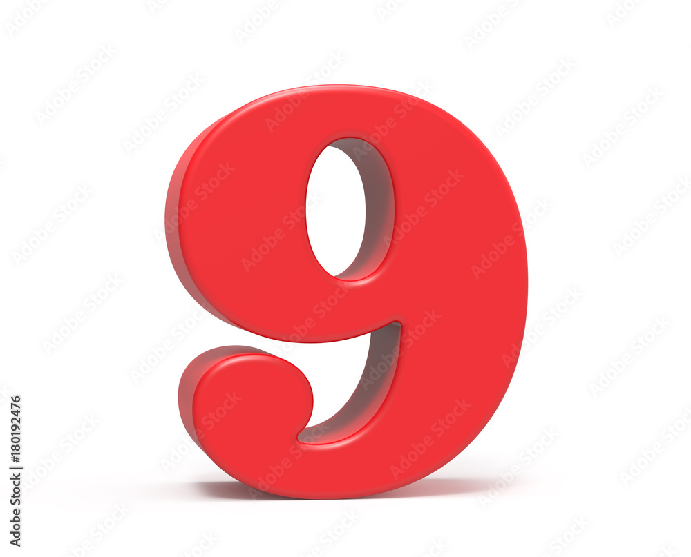 3D render red number 9 3D render red number 9