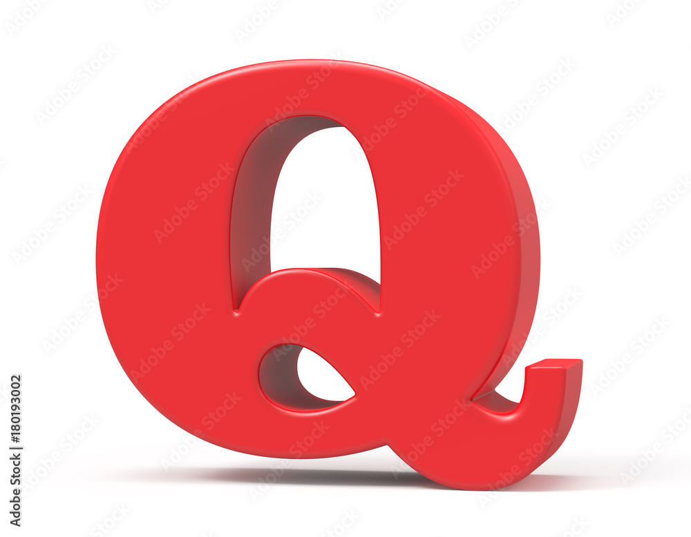 3D render red alphabet Q 3D render red alphabet Q