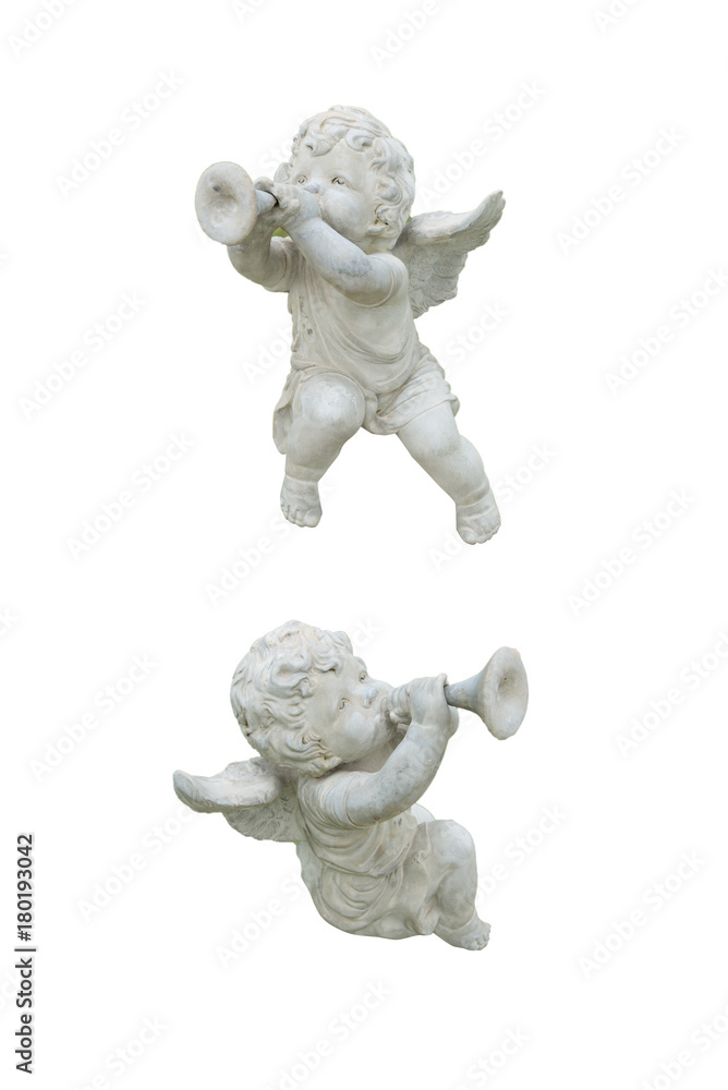 Stone statue of cupid isolate on white background Stone statue of cupid isolate on white background