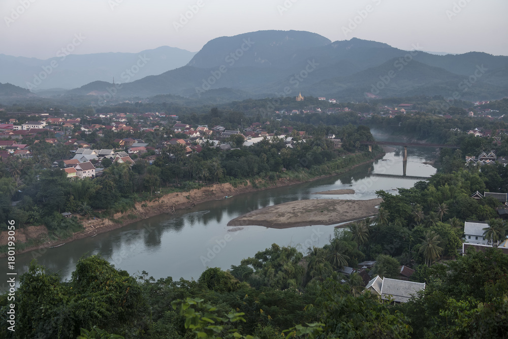 Top View cityscape of Luang Prabang, Laos.