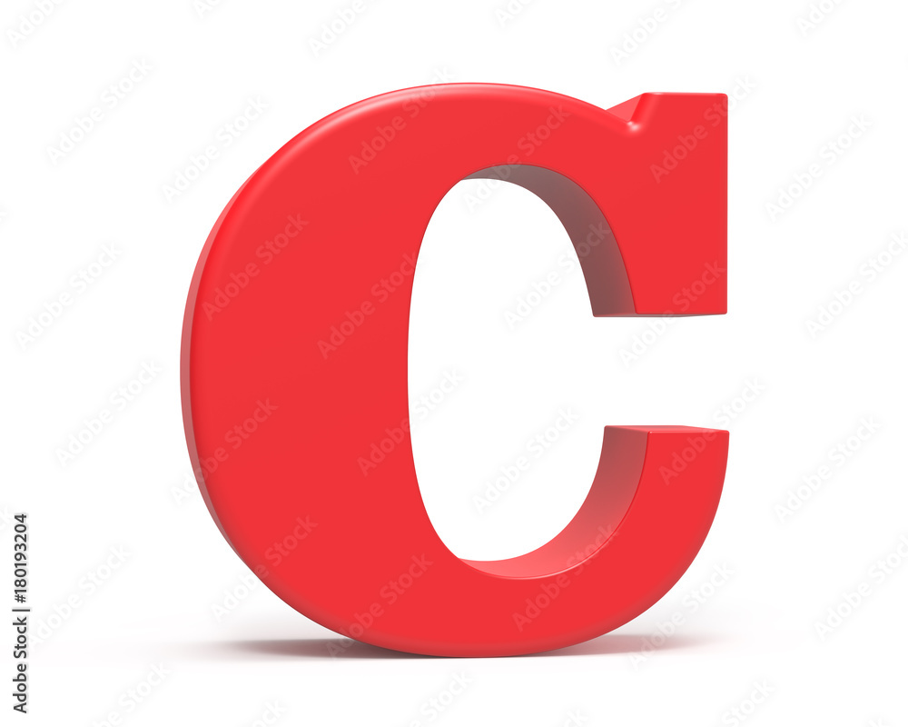 3D render red alphabet C 3D render red alphabet C