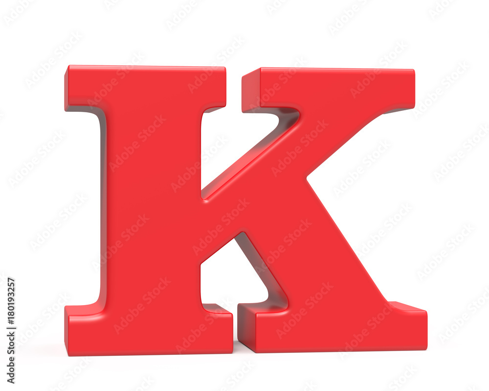 3D render red alphabet K
