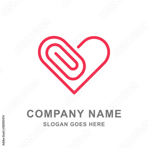 Love Paperclip Book Stationery Logo Vector Icon