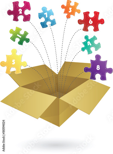 One Two Three, Progress Jigsaw Puzzle Icons Banner for Three Steps, For Business and Technology Concept, Vector Illustration EPS 10.