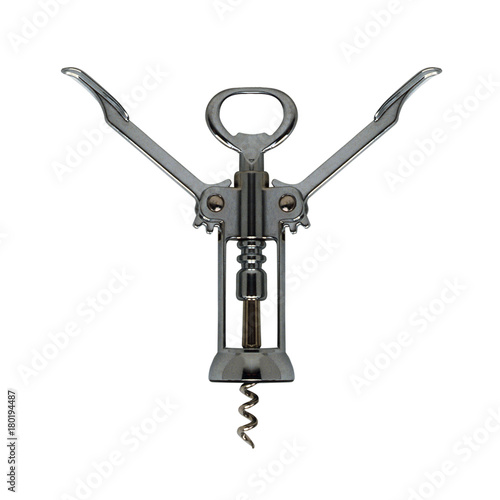 Wine opener isolated on white background with clipping mask.