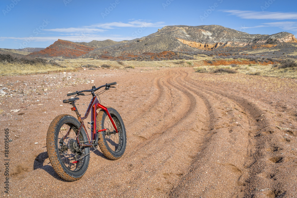 fat bike on trail with deep, loose gravel fat bike on trail with deep, loose gravel
