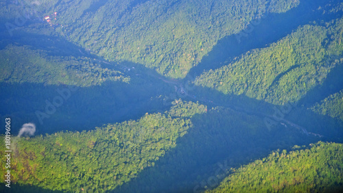 Aerial view from airplane of mountain. top view mountain.aerial hill