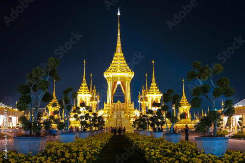 BANGKOK, THAILAND - NOVEMBER 2 2017: The Royal Crematorium for HM King Bhumibol Adulyadej at Sanam Luang. After the ceremony was completed, the crematorium was open for the public.
